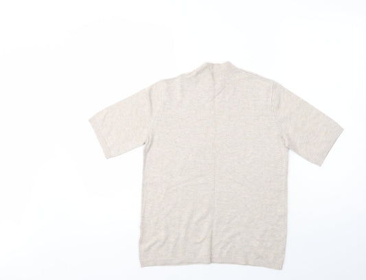 H&M Womens Beige Mock Neck Viscose Pullover Jumper Size S