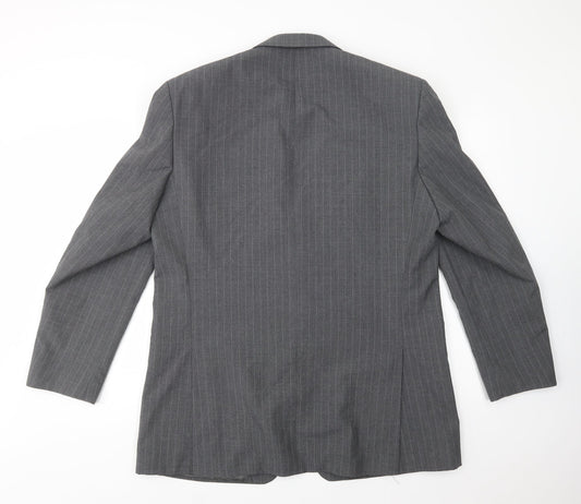 Scott International Mens Grey Striped Gilet Blazer Size L Button