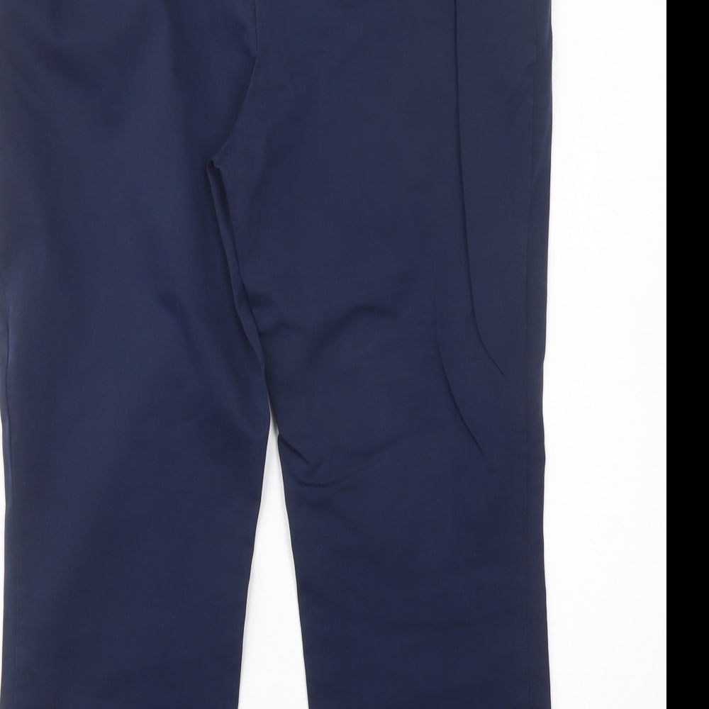 Dunnes Stores Womens Blue Cotton Chino Trousers Size 12 L22 in Regular Button