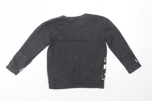 George Girls Black Cotton Pullover Sweatshirt Size 4-5 Years Pullover - Roarsome