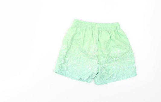 Matalan Boys Green Geometric Polyester Bermuda Shorts Size 4-5 Years Regular Drawstring - Chill