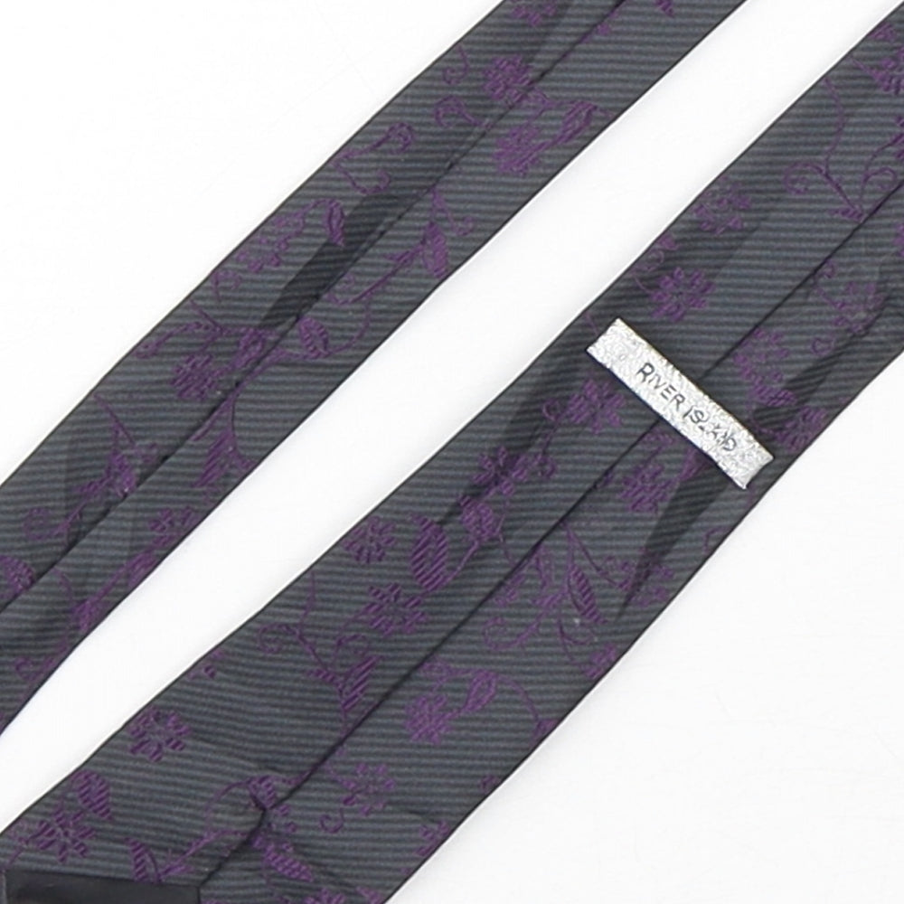 River Island Mens Multicoloured Floral Polyester Pointed Tie One Size