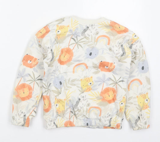 George Girls White Cotton Pullover Sweatshirt Size 5-6 Years Pullover - Animals