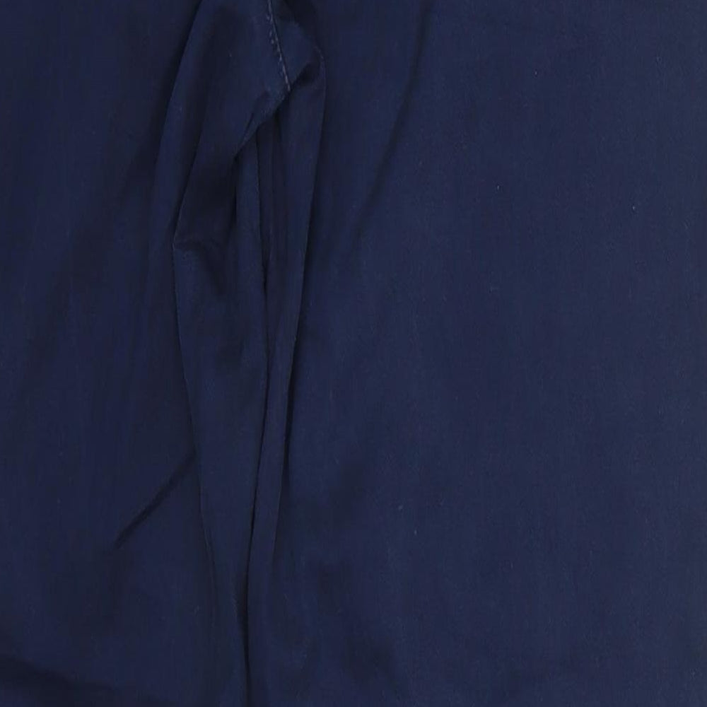 Zara Womens Blue Cotton Trousers Size 10 L27 in Regular Button