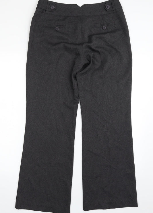 editions Womens Grey Houndstooth Polyester Trousers Size 12 L31 in Regular Zip