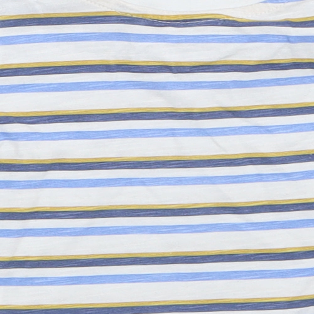 Primark Boys Blue Striped Cotton Basic T-Shirt Size 3-6 Months Crew Neck Button