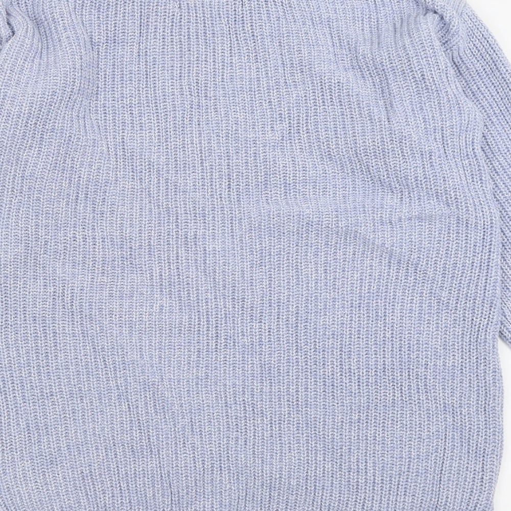 Marks and Spencer Womens Blue Crew Neck Cotton Pullover Jumper Size S