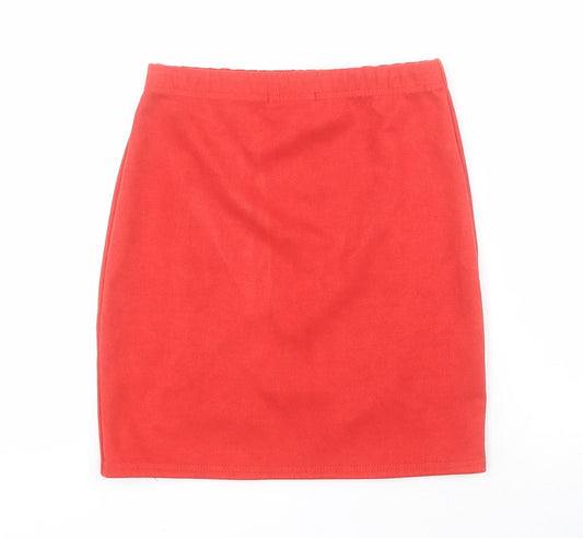 PRETTYLITTLETHING Womens Red Polyester Mini Skirt Size 6