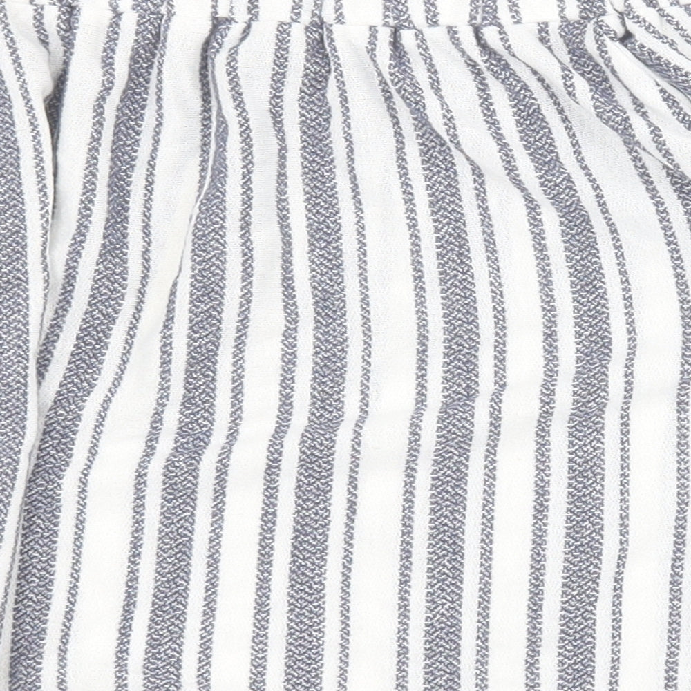 Topshop Womens White Striped Polyester Basic Blouse Size 6 Off the Shoulder