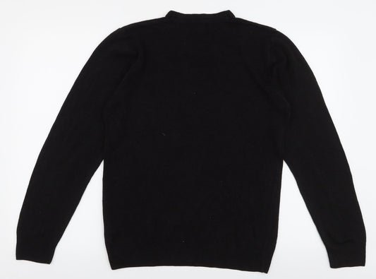 Marks and Spencer Mens Black V-Neck Acrylic Pullover Jumper Size M