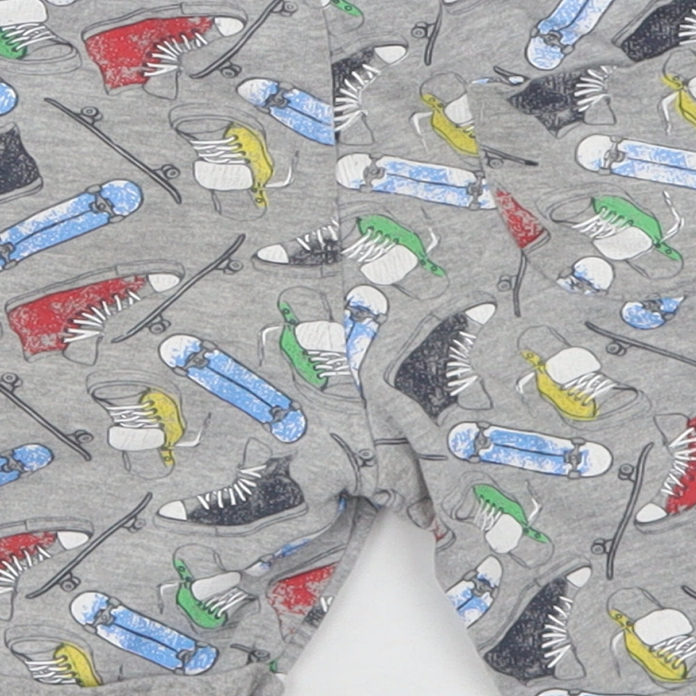 Urban Rascals Boys Grey Geometric Cotton Sweat Shorts Size 3 Years Regular Drawstring - Skateboards
