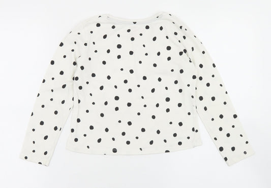 Primark Girls White Polka Dot Polyester Cropped T-Shirt Size 7-8 Years Crew Neck - Kindness