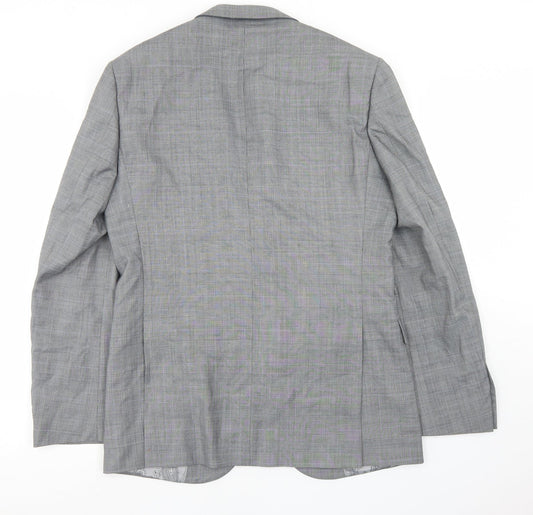 Taylor & Wright Mens Grey Plaid Polyacrylate Fibre Jacket Blazer Size 38 - Tailored fit