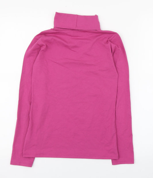 United Colours of Benetton Girls Pink Cotton Basic T-Shirt Size 11-12 Years Roll Neck Pullover