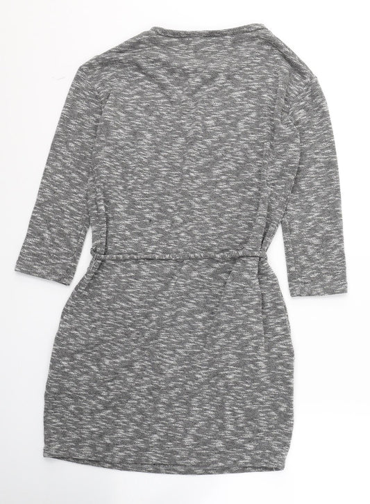 Hear House Music Womens Grey Acrylic Jumper Dress Size S Round Neck Pullover
