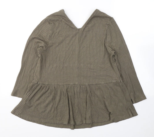 Capsule Womens Green Viscose Jersey Blouse Size 16 Round Neck