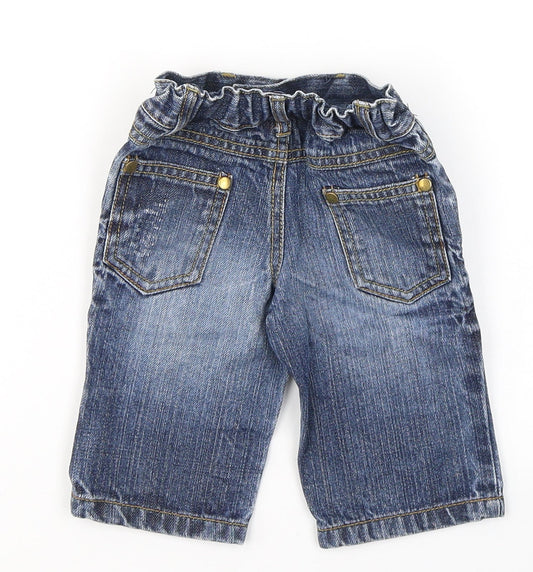 NEXT Boys Blue Cotton Capri Jeans Size 3-6 Months Button