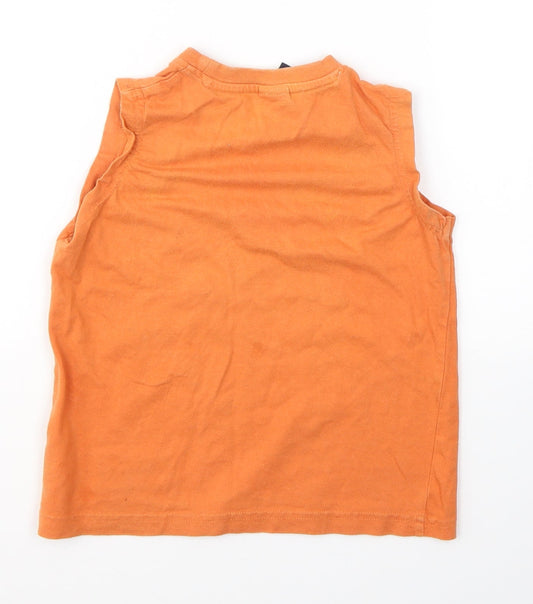 NEXT Boys Orange Cotton Basic Tank Size 4 Years Round Neck Pullover - Original Brand
