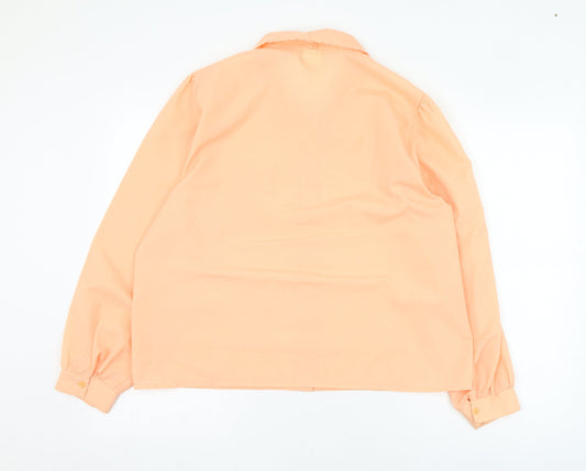 Littlewoods Womens Orange Polyester Basic Button-Up Size 18 Collared