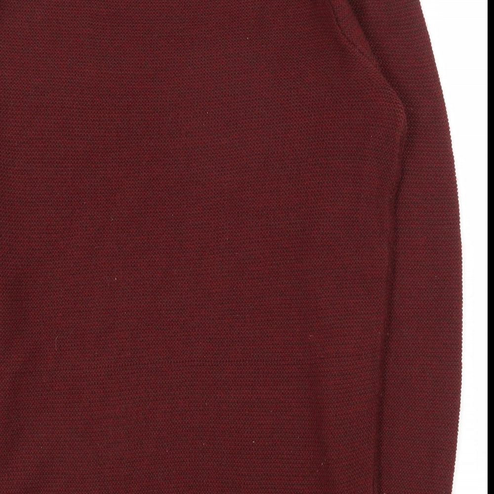 New Look Mens Red Crew Neck Acrylic Pullover Jumper Size S