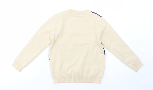 SheIn Girls Beige Crew Neck Cotton Pullover Jumper Size 8 Years Pullover - Shark