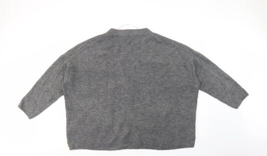 Pull & Bear Womens Grey V-Neck Acrylic Cardigan Jumper Size L