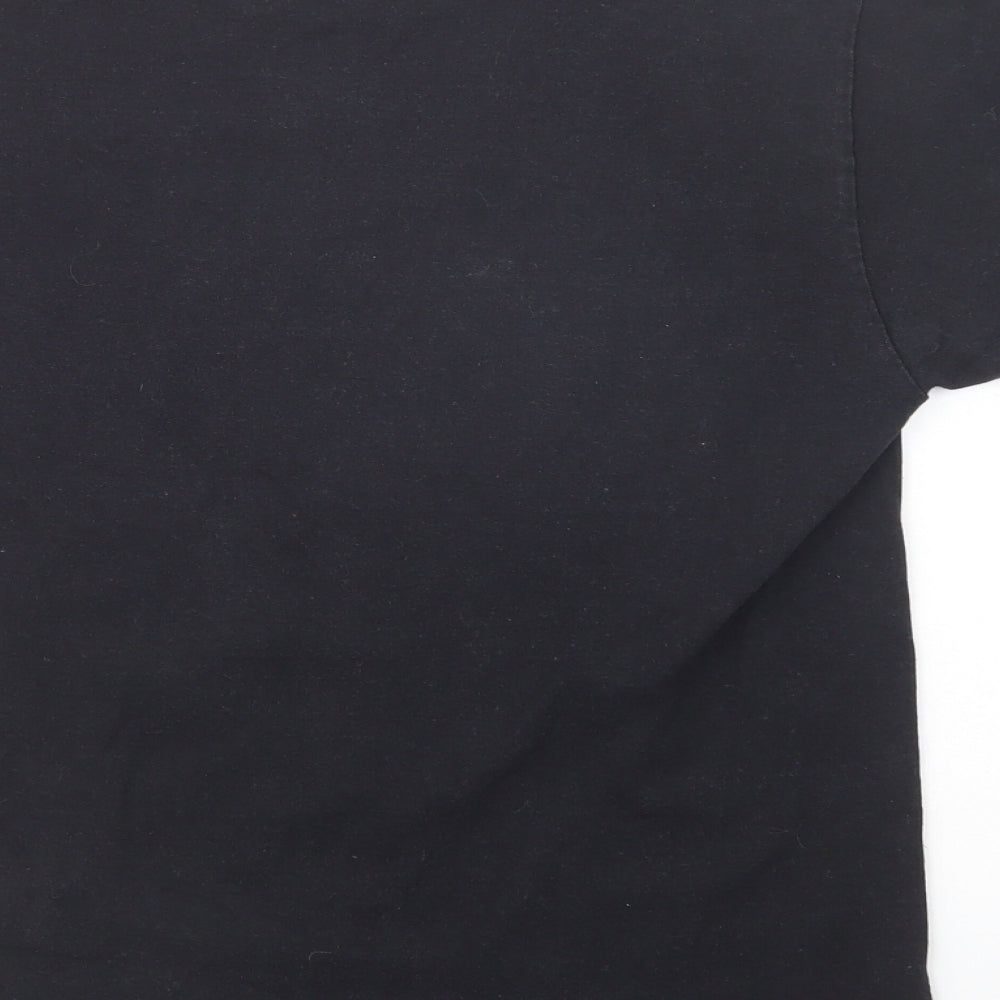 Fruit of the Loom Mens Black Cotton T-Shirt Size M Crew Neck - Greenwich