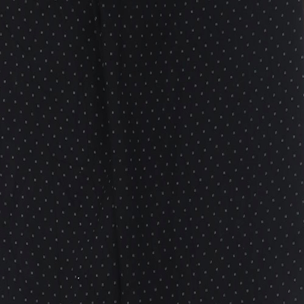 Marks and Spencer Womens Black Geometric Viscose Trousers Size 6 L30 in Regular Hook & Eye