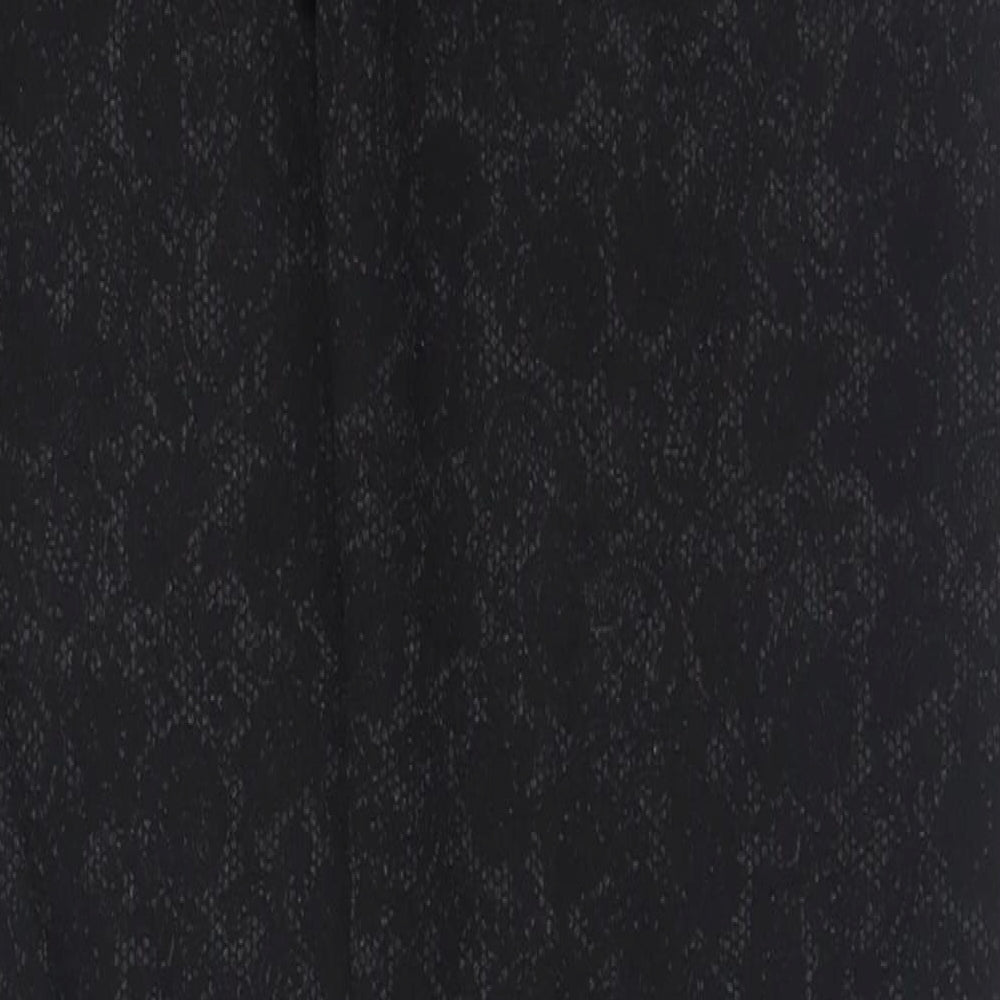 Marks and Spencer Womens Black Animal Print Polyamide Capri Trousers Size 12 L29 in Regular