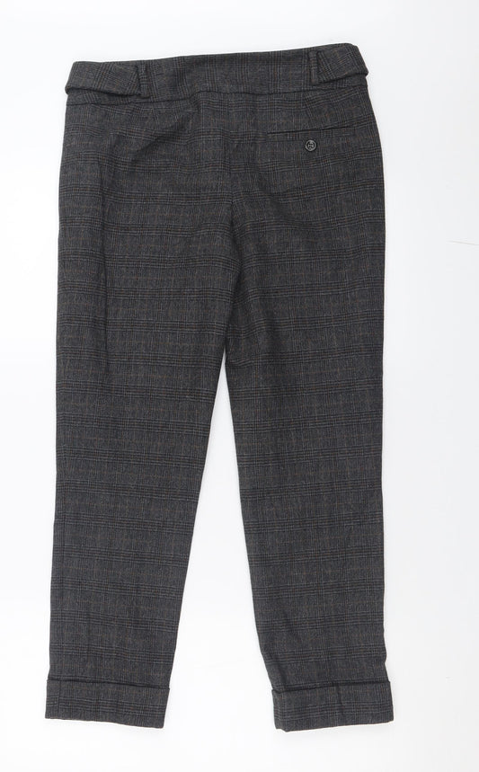 Monsoon Womens Grey Check Polyester Trousers Size 8 L26 in Regular Button