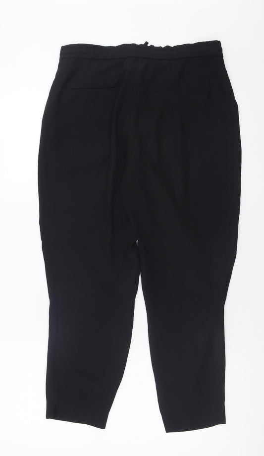 Zara Womens Black Polyester Trousers Size XS L26 in Regular Tie