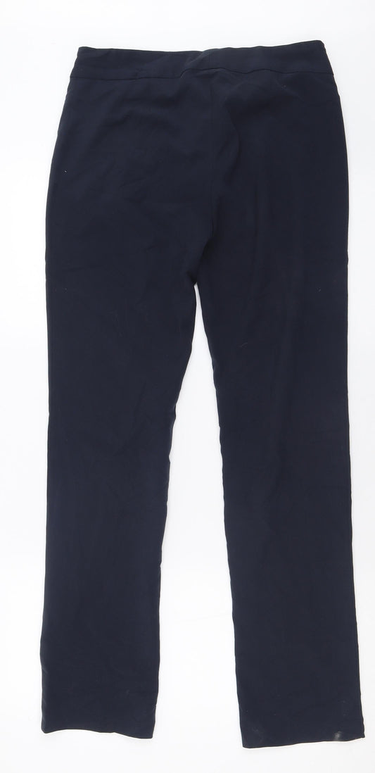 Marks and Spencer Womens Blue Polyester Trousers Size 8 L30 in Regular Hook & Eye