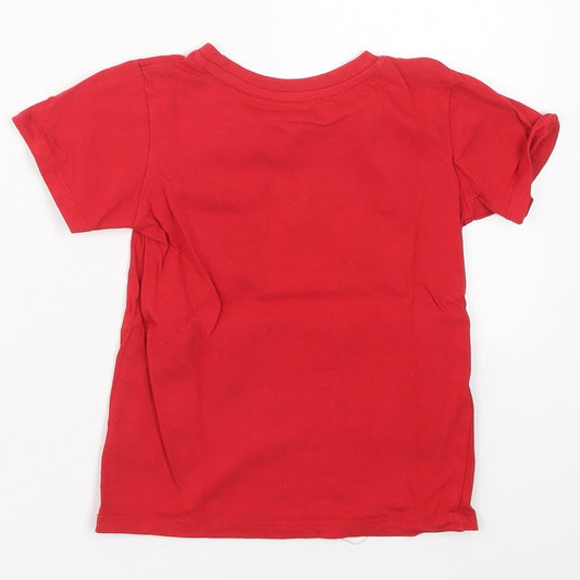 Dunnes Boys Red Cotton Basic T-Shirt Size 3-4 Years Crew Neck Pullover - Dinos Are My Favourite