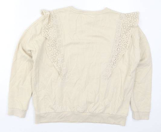 Falmer Heritage Womens Beige Cotton Pullover Sweatshirt Size S Pullover