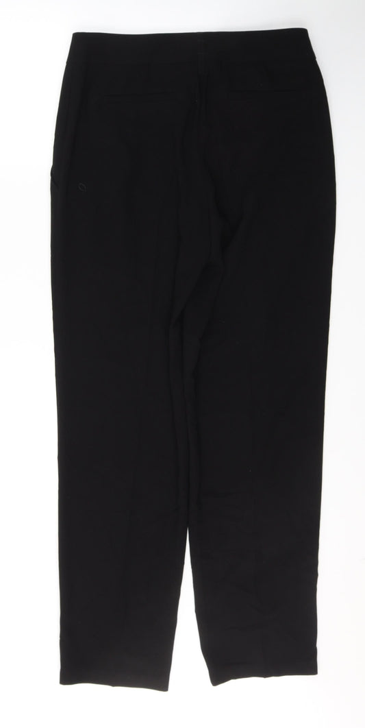 Marks and Spencer Womens Black Polyester Trousers Size 10 L30 in Regular Button