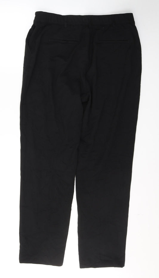 Marks and Spencer Womens Black Polyester Trousers Size 16 L30 in Regular Button