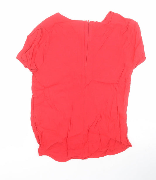 New Look Womens Red Viscose Basic Blouse Size 10 Round Neck