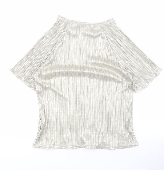 Parisian Womens Gold Polyester Basic Blouse Size 12 Round Neck