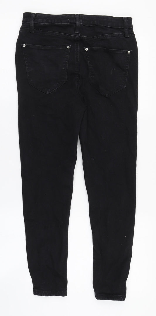 Miss Selfridge Girls Black Cotton Straight Jeans Size 10 Years L24 in Regular Zip