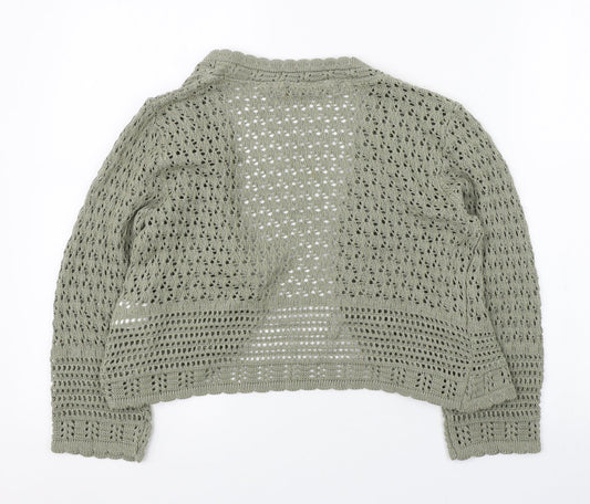 Daxon Womens Green V-Neck Cotton Cardigan Jumper Size 12