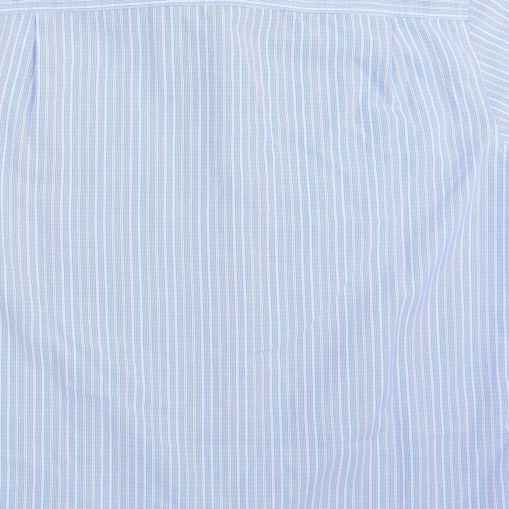 Lincoln Mens Blue Striped Polyester Button-Up Size M Collared Button