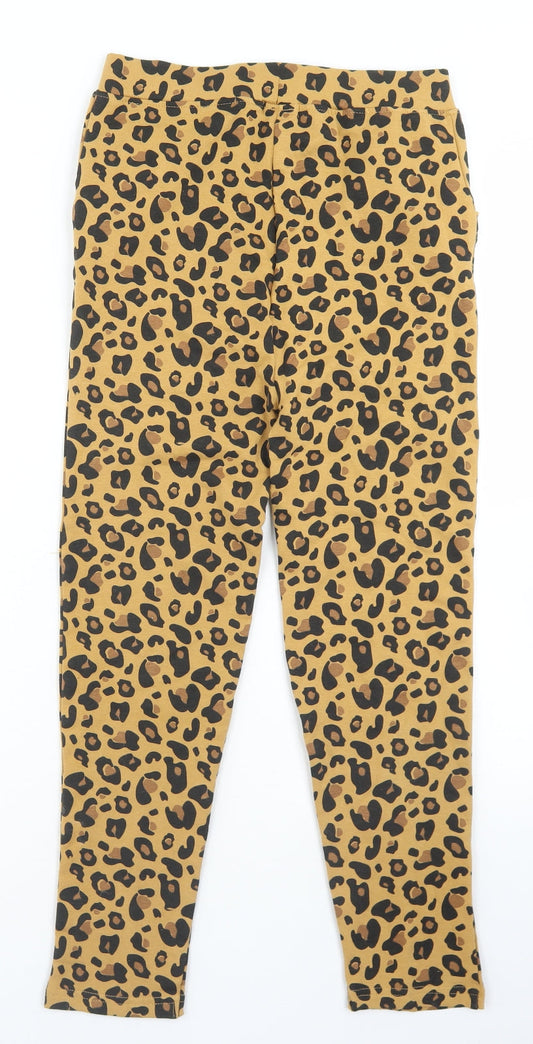 Crafted Girls Beige Animal Print Cotton Dress Pants Trousers Size 13 Years Regular