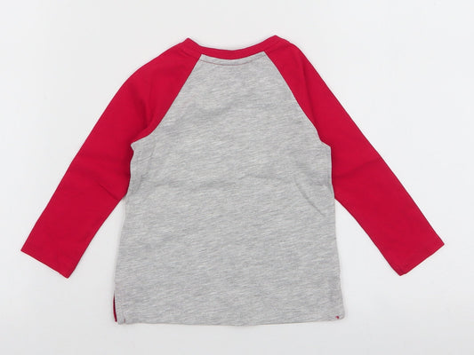 Preworn Boys Multicoloured 100% Cotton Jersey T-Shirt Size 12 Months Round Neck Snap - Christmas