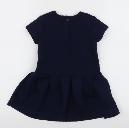 NEXT Girls Blue Polyester A-Line Size 3-4 Years Round Neck Pullover