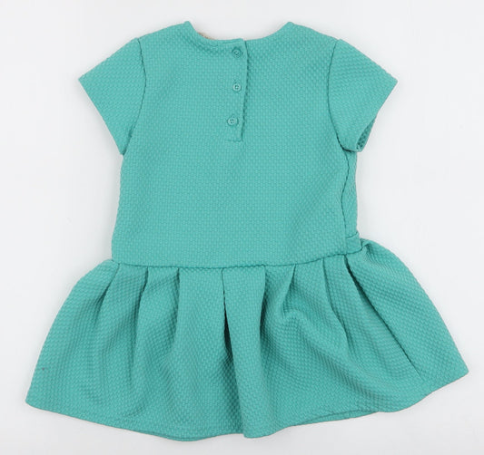 NEXT Girls Blue Polyester A-Line Size 3-4 Years Round Neck Button