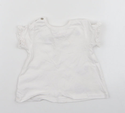 TU Girls White Cotton Pullover T-Shirt Size 3-6 Months Round Neck Button - Peter Rabbit
