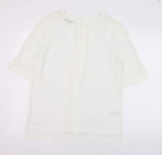 NEXT Womens Ivory Polyester Tunic Blouse Size 10 Round Neck