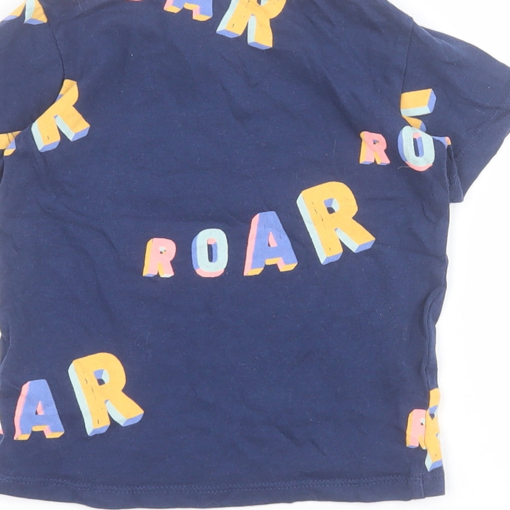 Marks and Spencer Baby Blue Cotton Pullover T-Shirt Size 12-18 Months Round Neck Snap - Roar