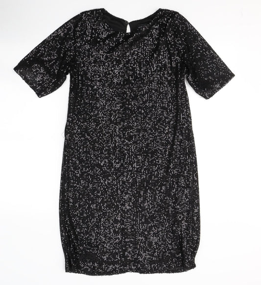 New Look Womens Black Polyester A-Line Size 10 Round Neck Pullover