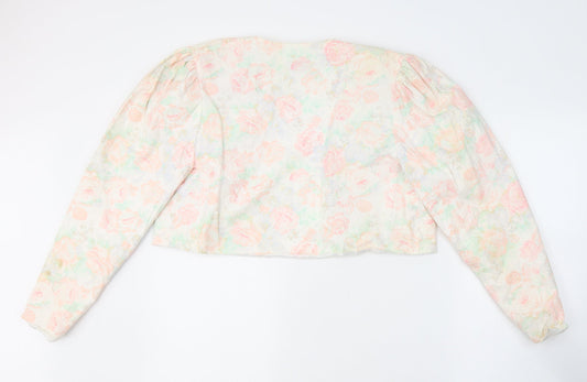 Gianni Balenti Womens Ivory Floral Jacket Blazer Size 14